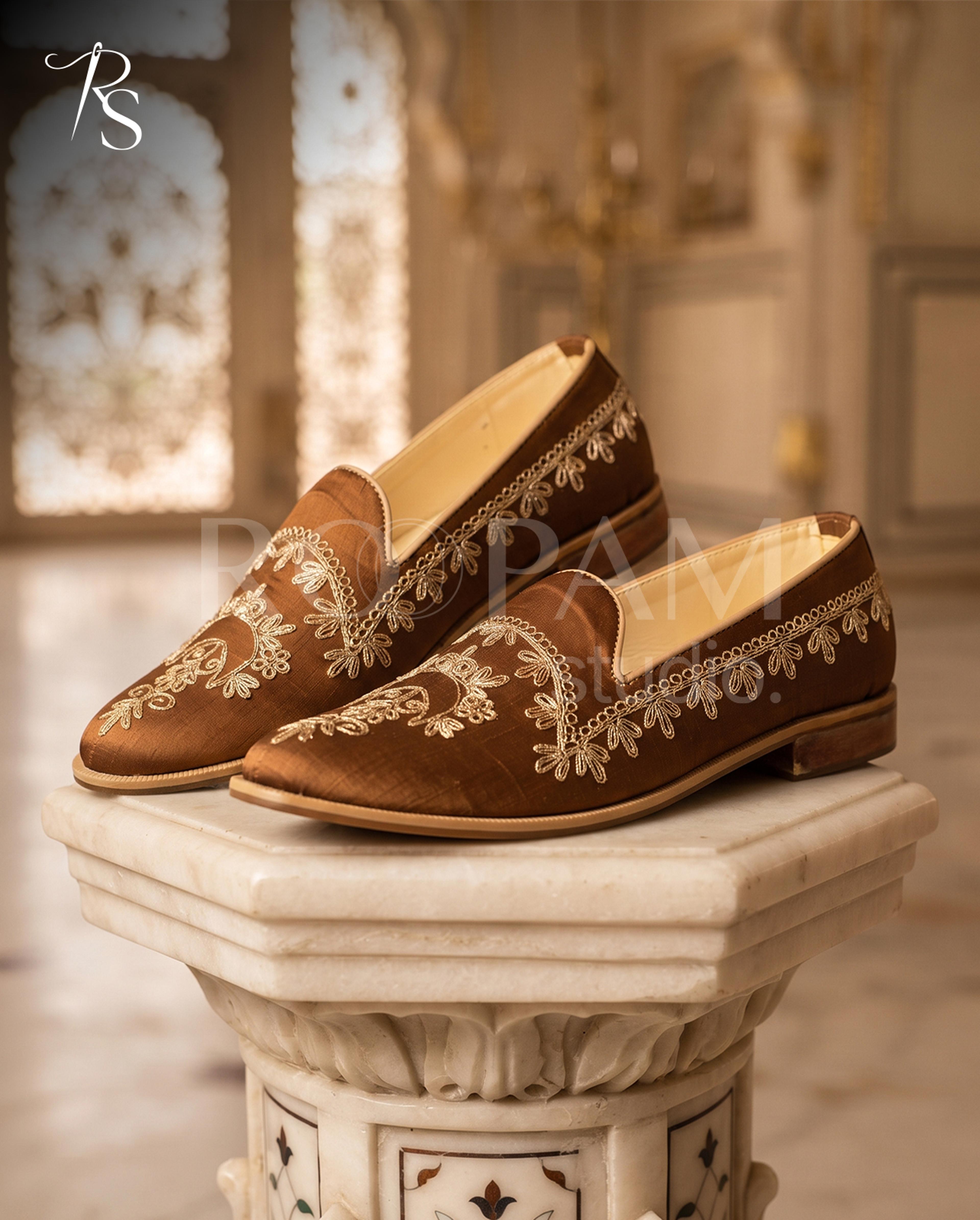 Majestic Bronze Embroidered Loafers - Thumbnail 1