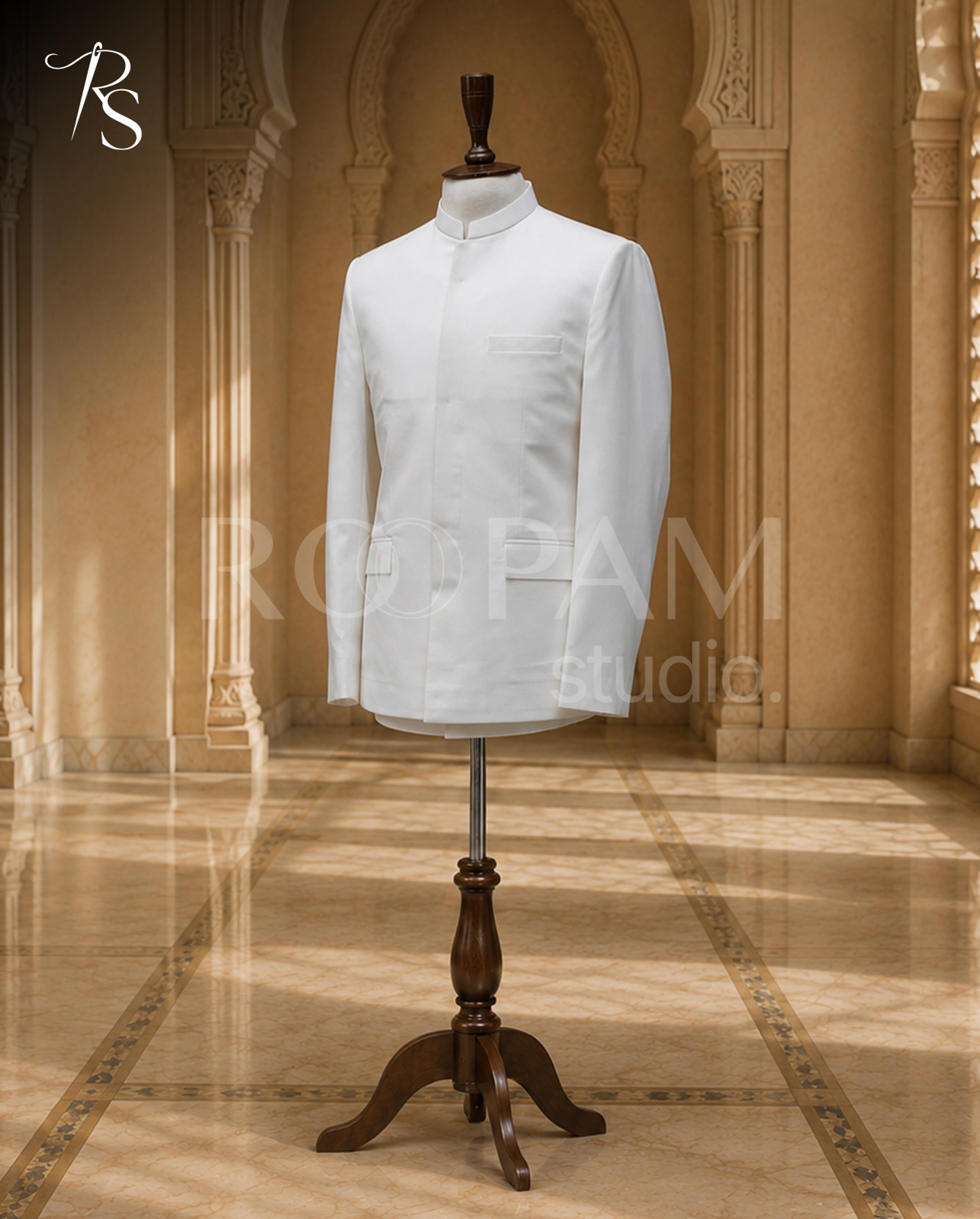 Classic Plain White Prince Coat - Thumbnail 1