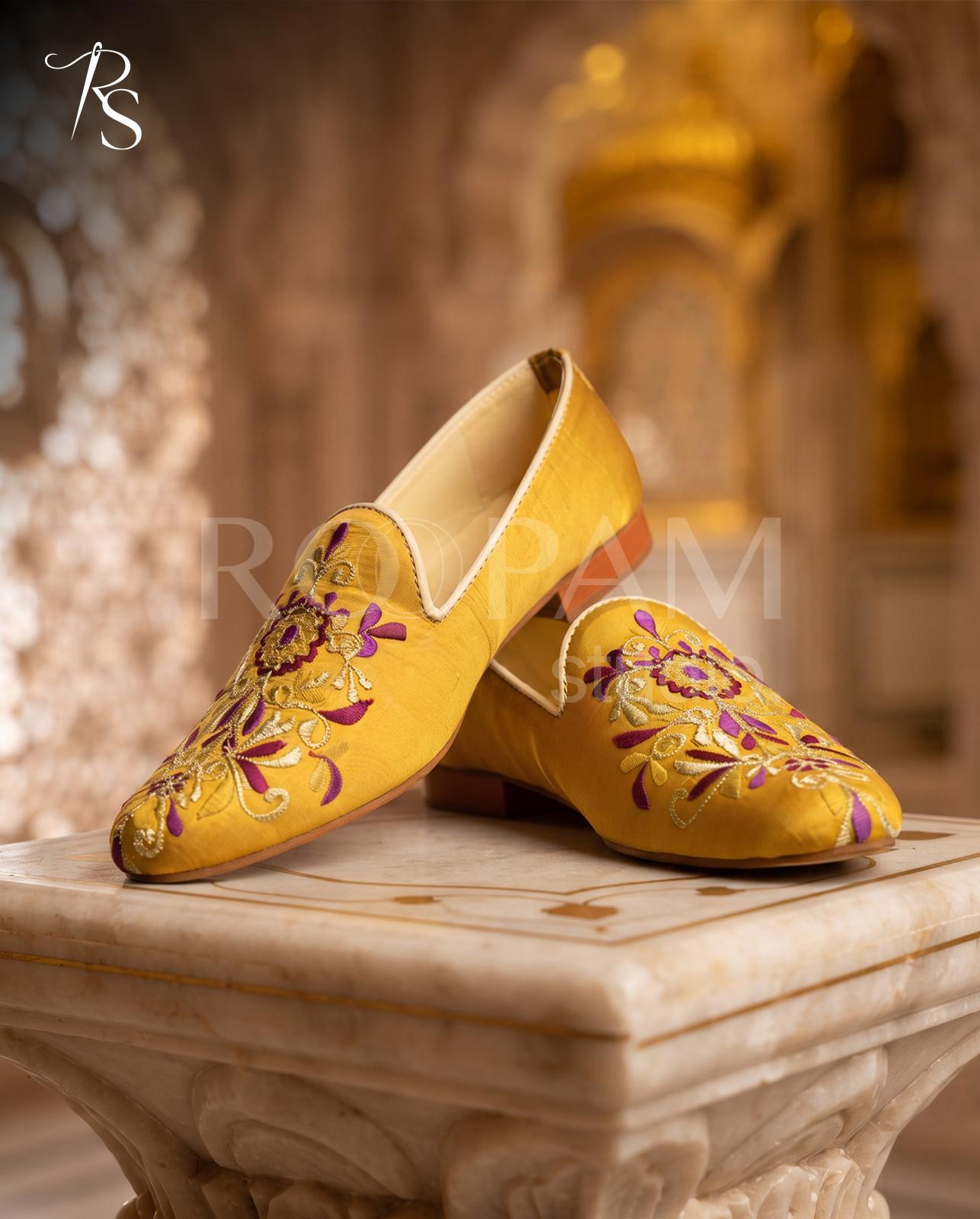 Saffron Bloom Embroidered Loafers - Image 1