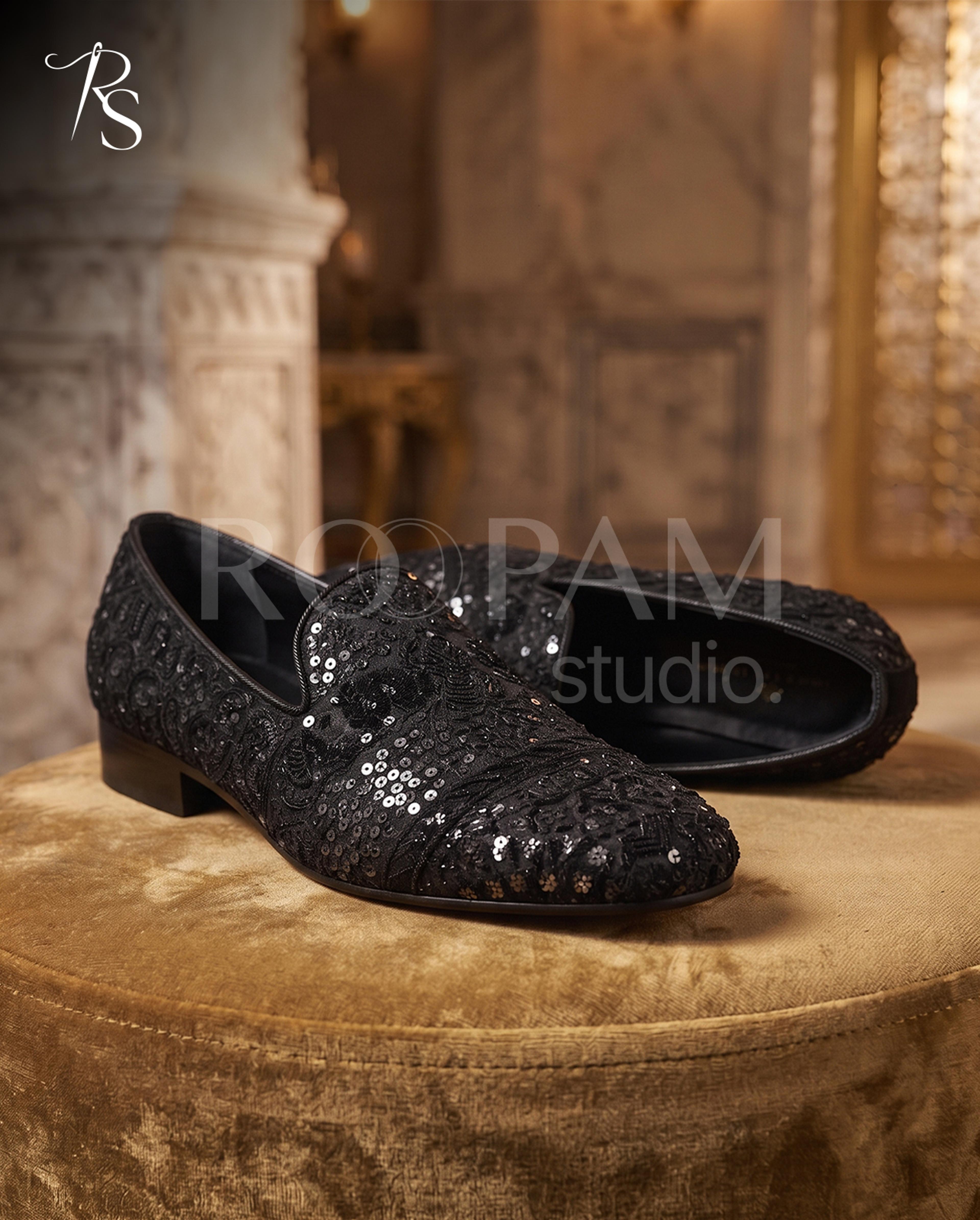 Onyx Sequin Embellished Loafers - Thumbnail 2