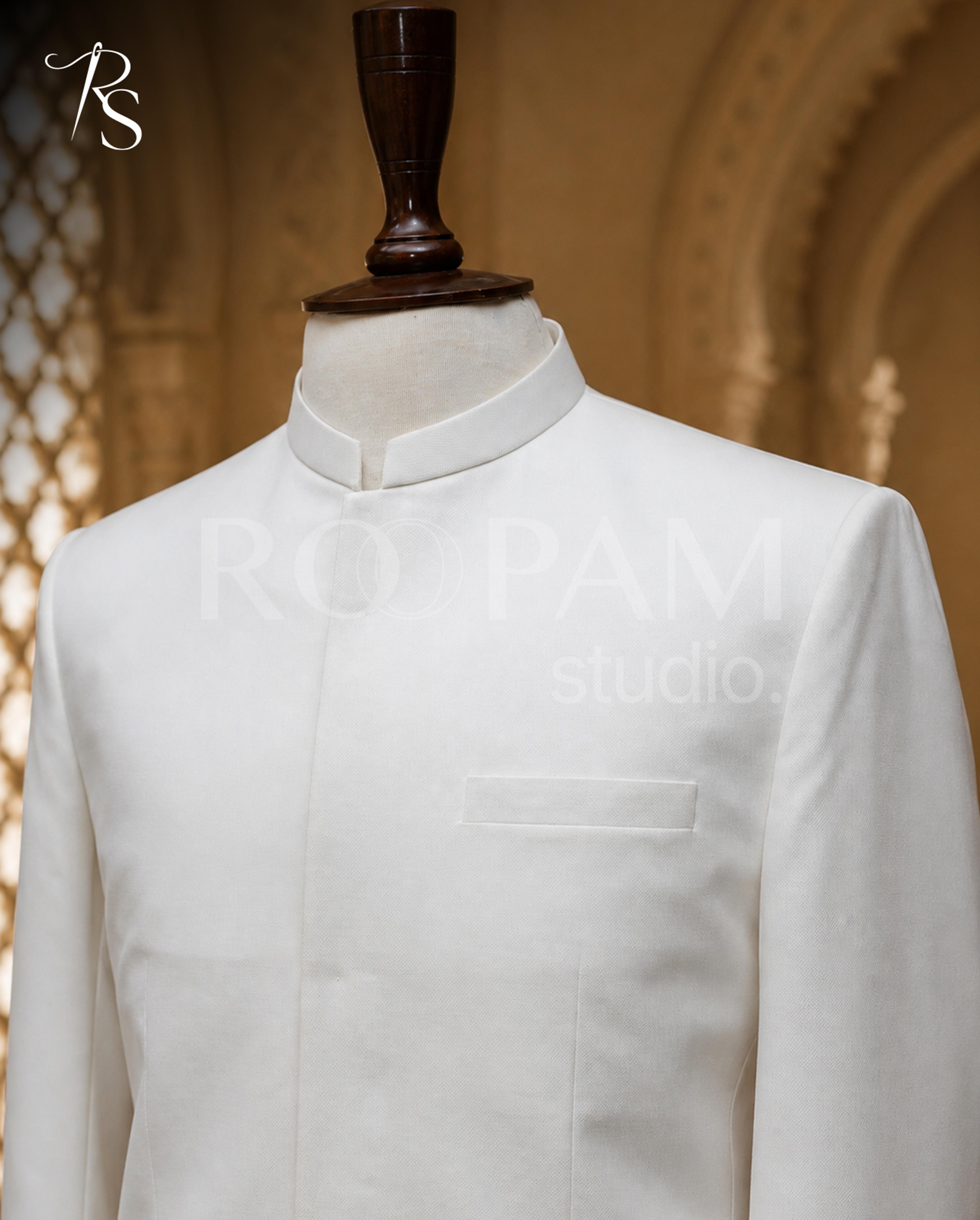 Classic Plain White Prince Coat - Thumbnail 2