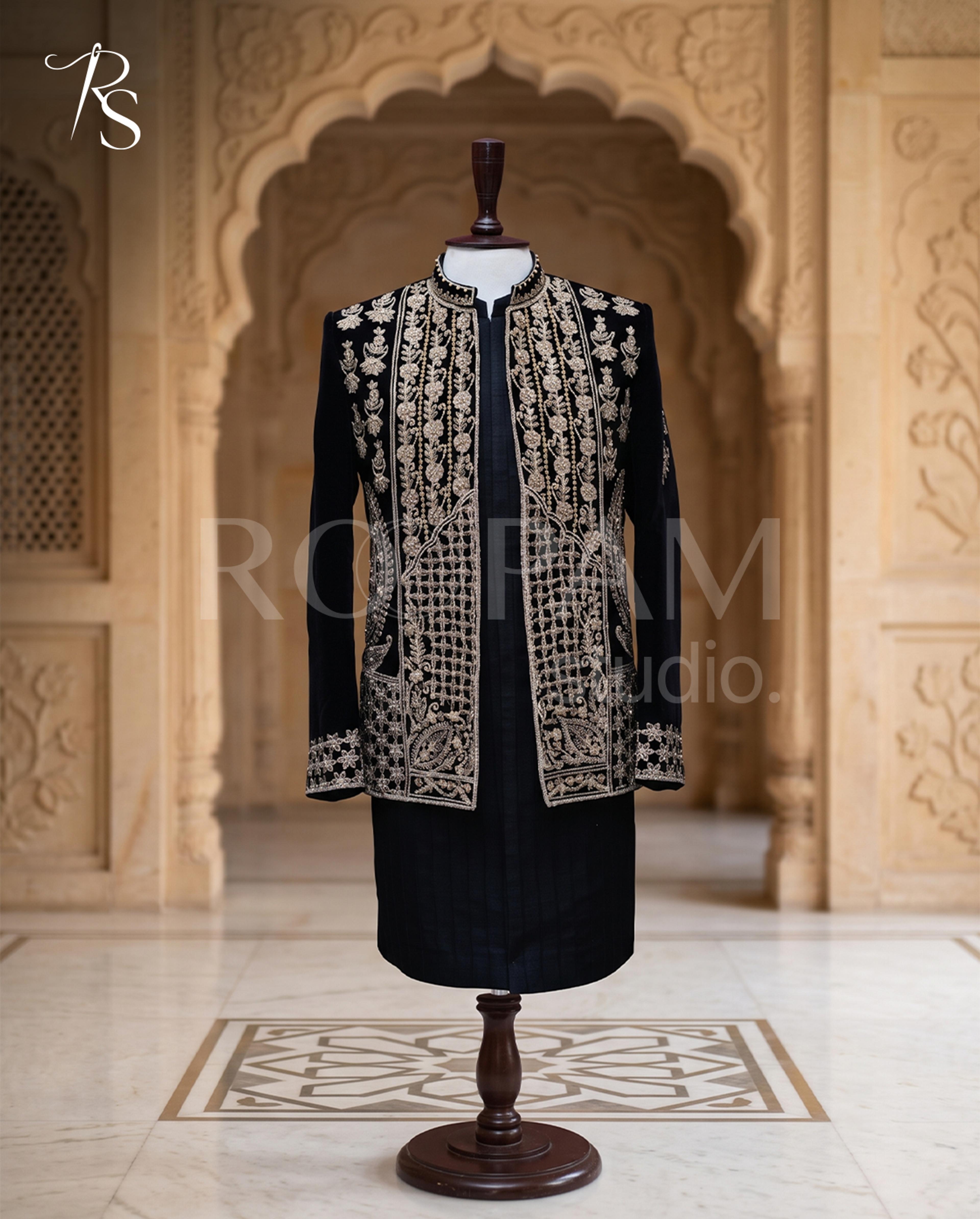 Imperial Black & Gold Embroidered Prince Coat