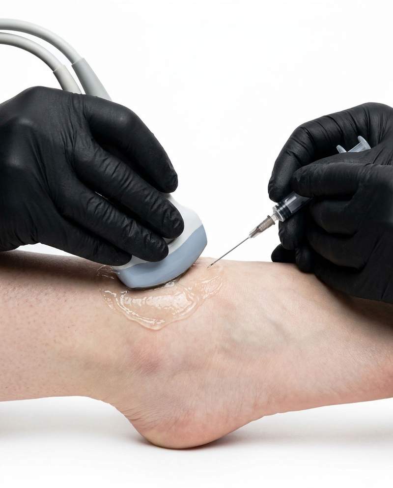 Ultrasound-guided injection at the ankle