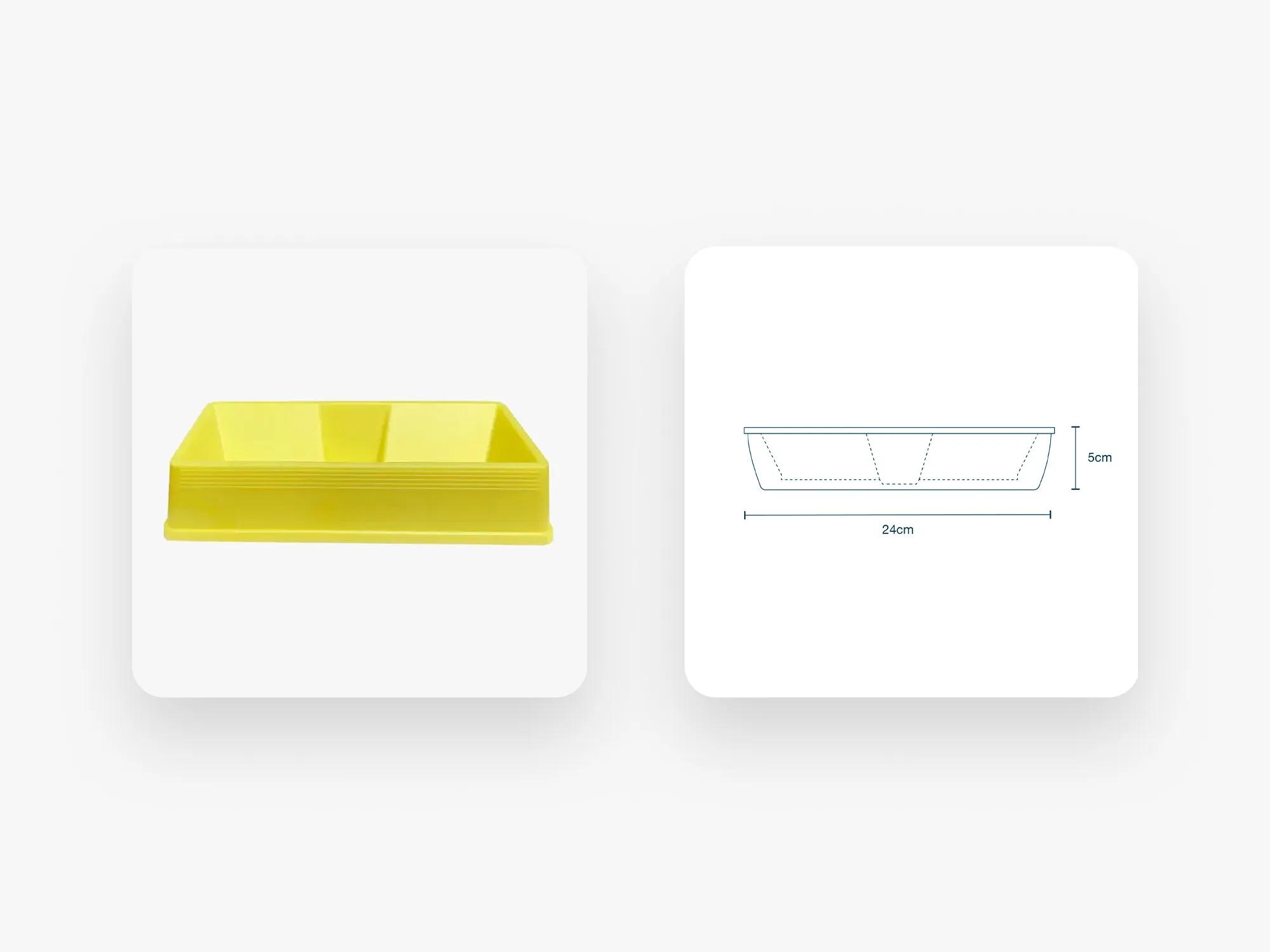 Sharps tray photo and specifications diagram