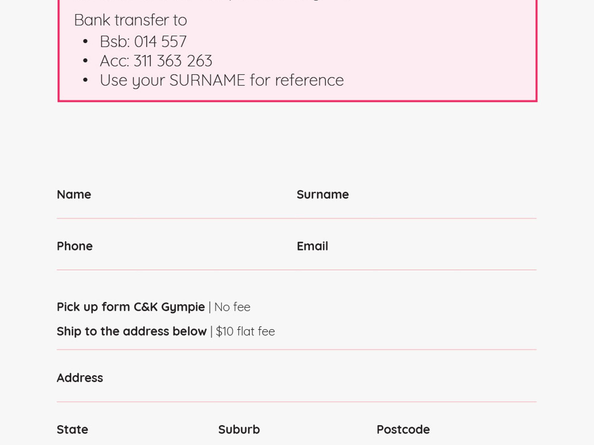 Final order details section