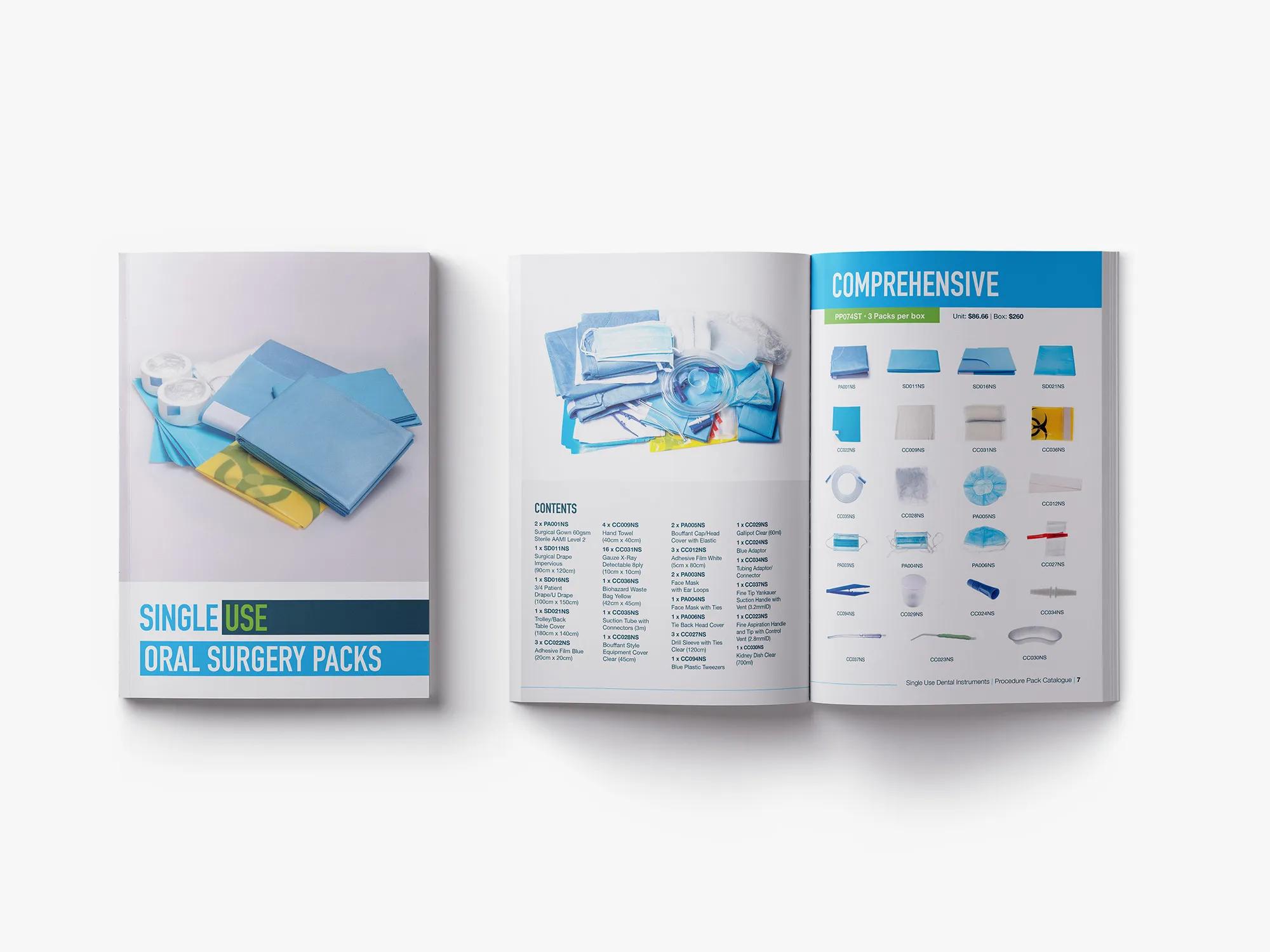 Oral Surgery Pack Catalogue | Front cover and CP7400 product specifications and contents