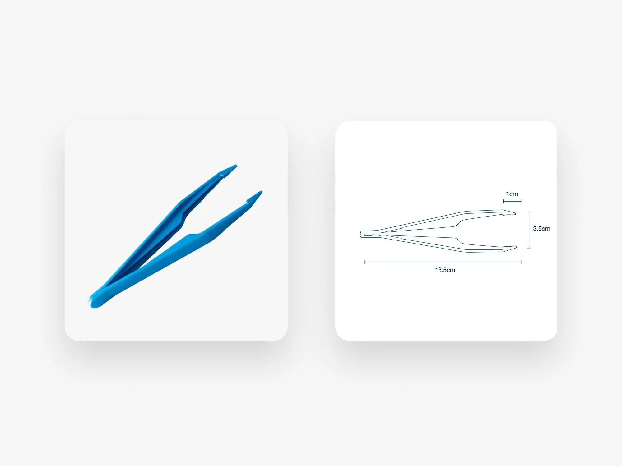 Tweezers photo and specifications diagram