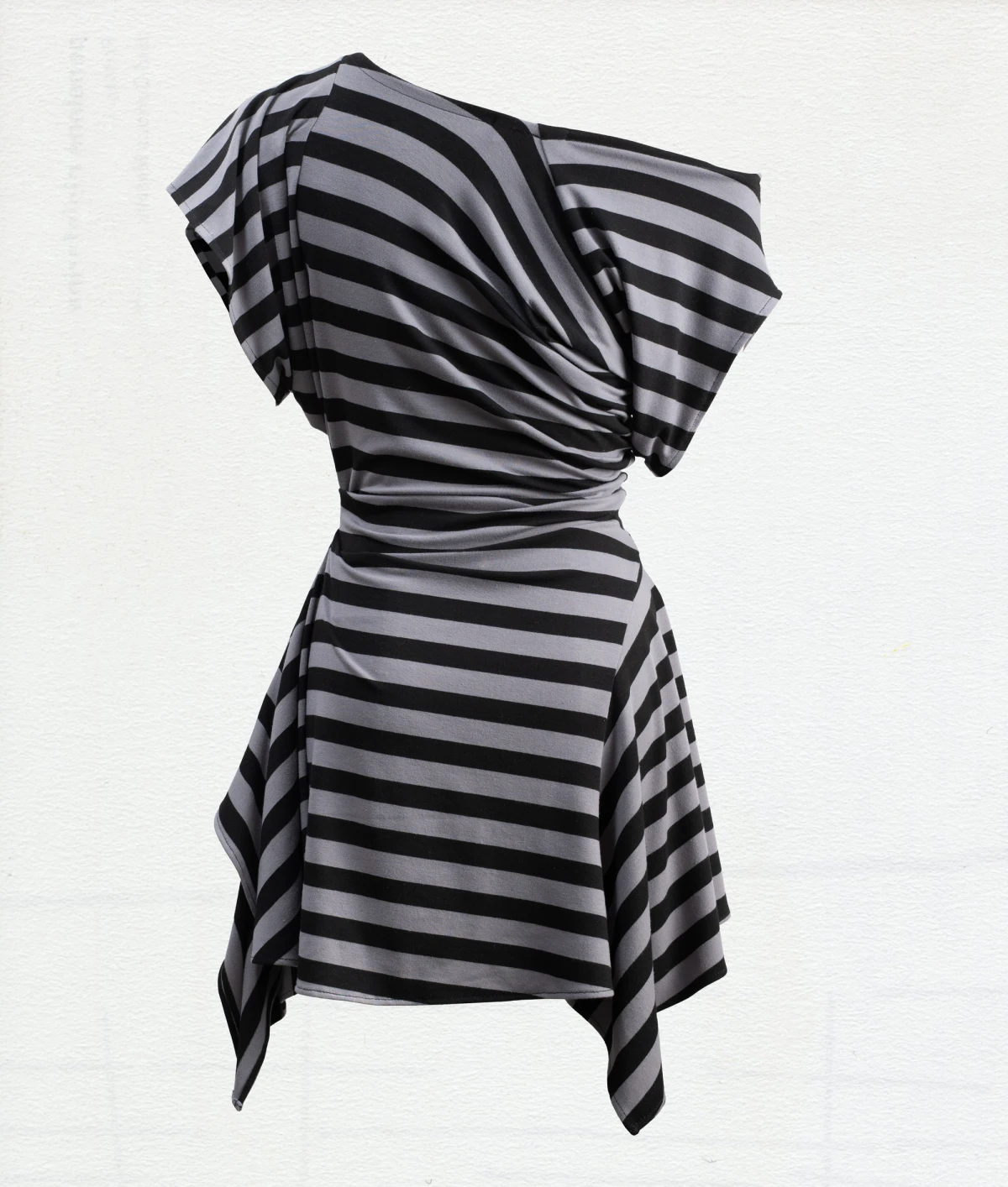 gray and black striped dress Hari Mini Dress in Irregular Stripe Grey Black