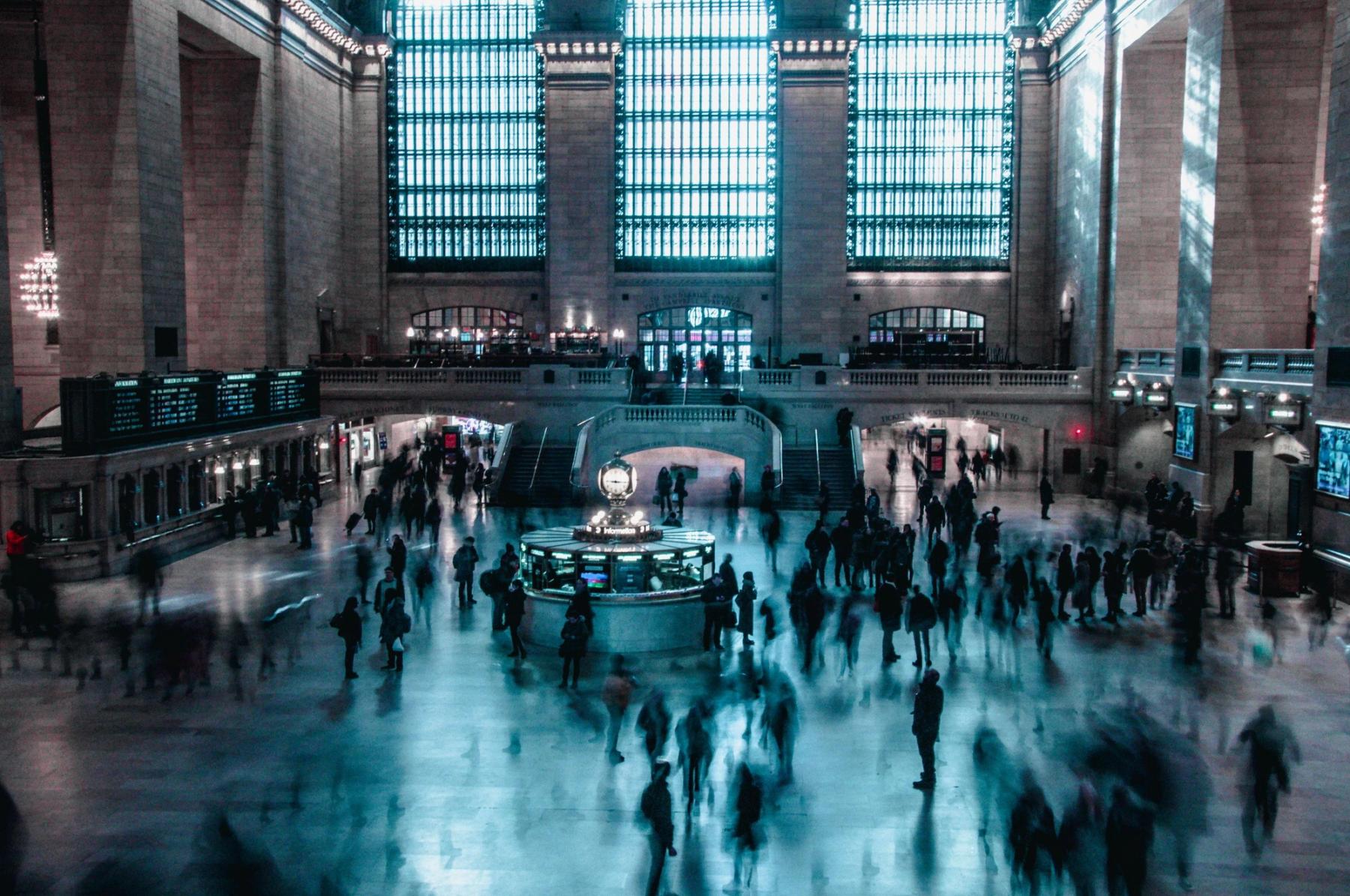 Commuters moving through Grand Central Terminal