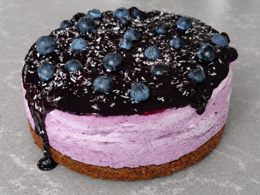 Vegan blauwe bessen cheesecake