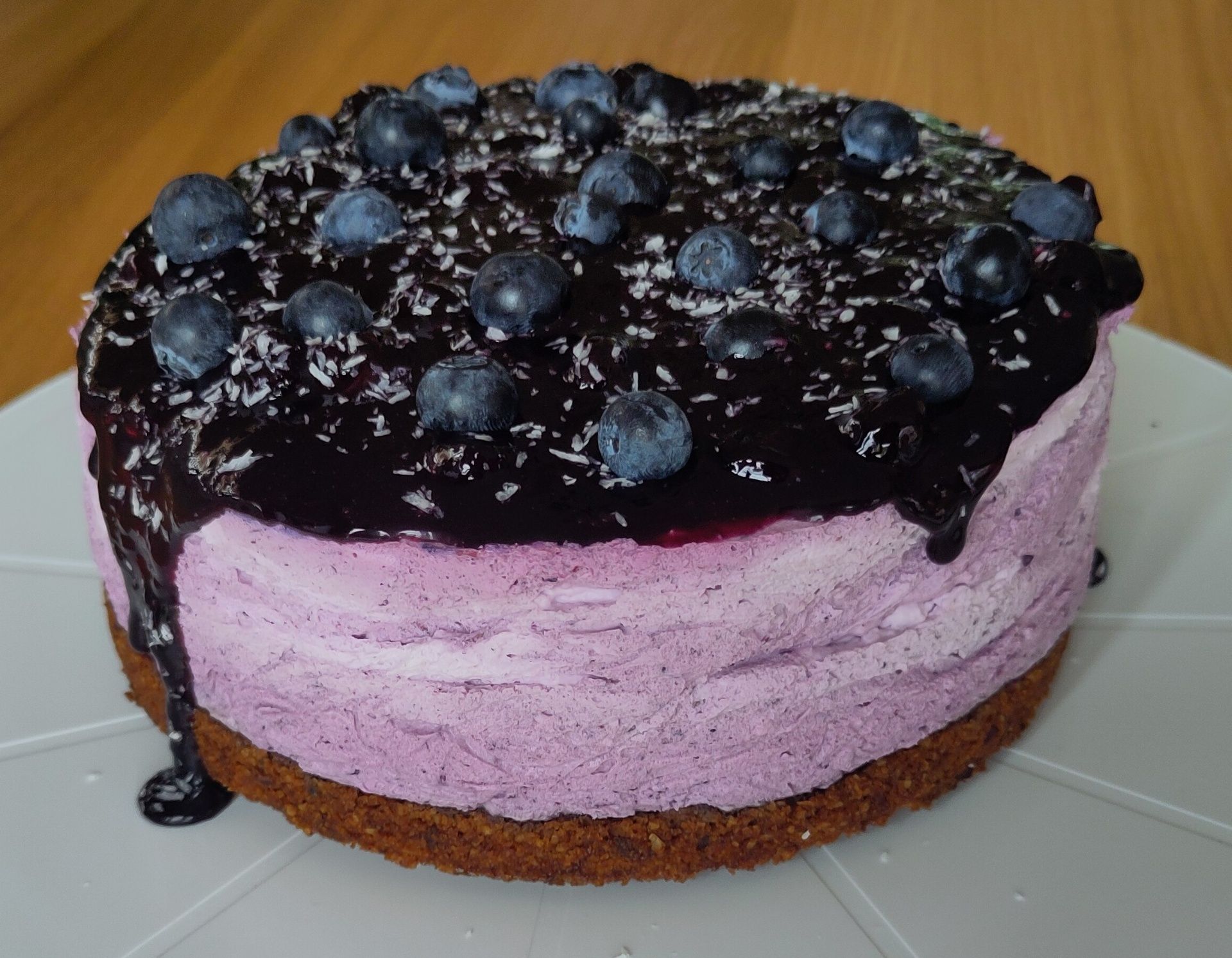 Vegan blauwe bessen cheesecake