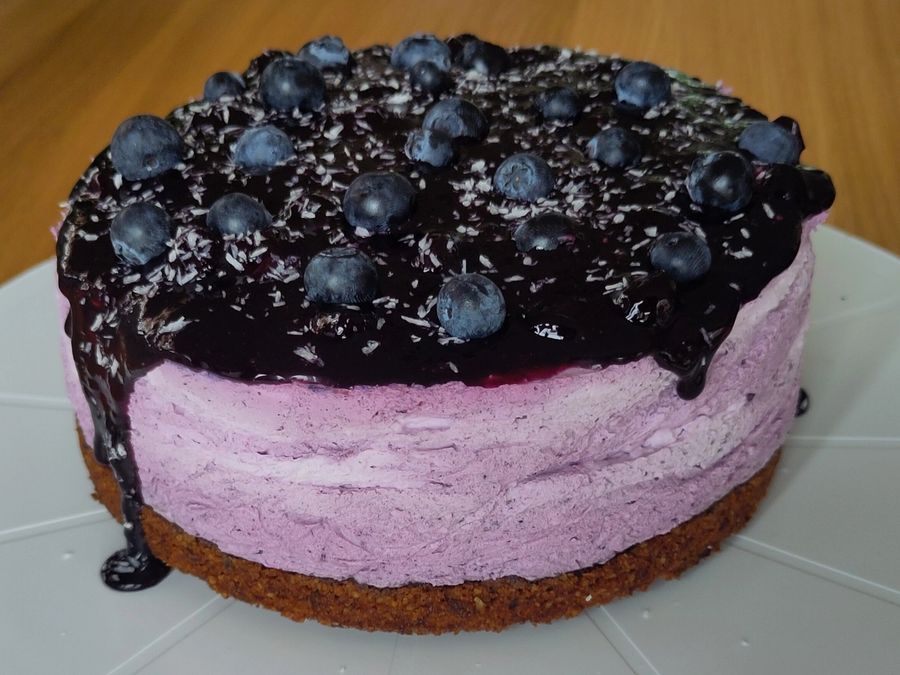 Vegan blauwe bessen cheesecake