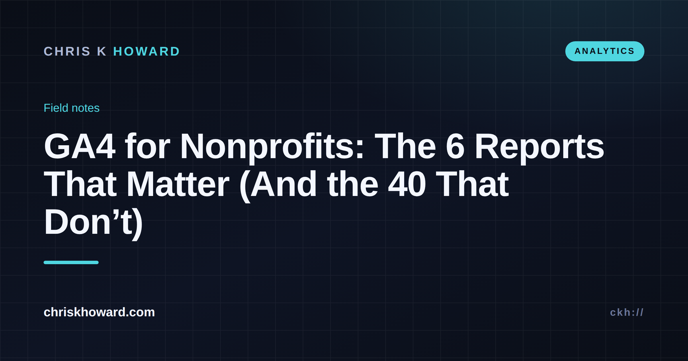 Dark analytics-themed cover reading GA4 for Nonprofits: The 6 Reports That Matter