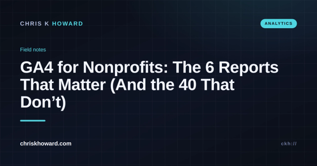 Dark analytics-themed cover reading GA4 for Nonprofits: The 6 Reports That Matter