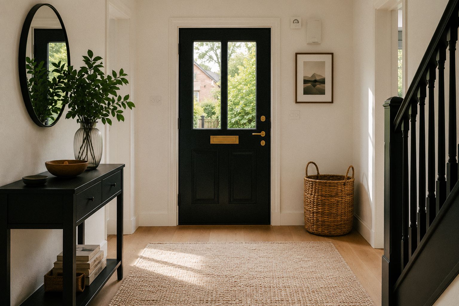 A bright hallway in a rental home