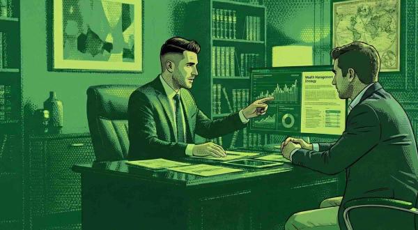 A financial advisor tailoring a wealth strategy to a client goal in his office.