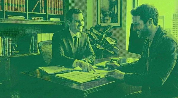 A financial advisor following a client engagement strategy while talking with a client.