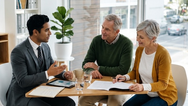 A financial advisor that is practicing holistic financial planning with his clients.