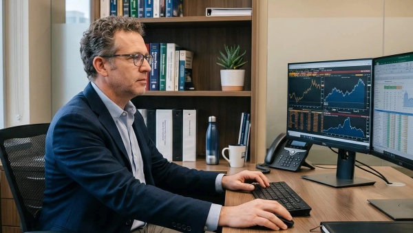An asset manager on their desktop using AI.