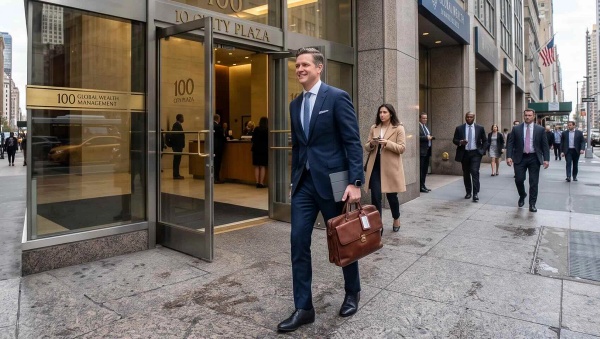 A financial advisor leaving a firm and on his way out the front door to go become an independent registered investment advisor.