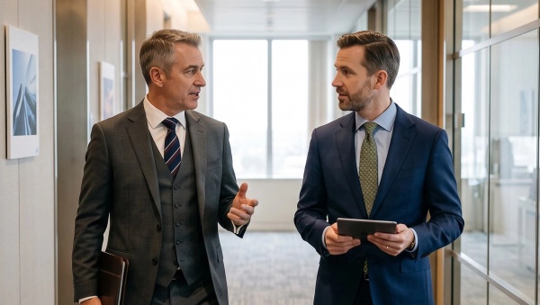 Two wealth managers discussing what wealth management software solutions they should use.