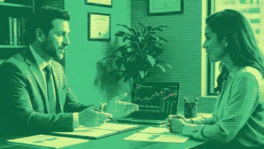 A financial advisor asking questions in a discovery meeting with a potential client.