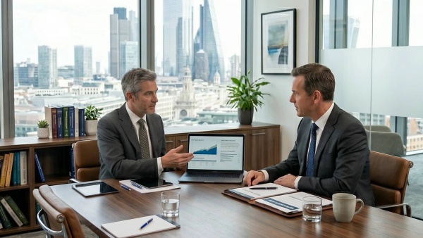 A wealth manager having a conversation with a ultra high net worth client. 