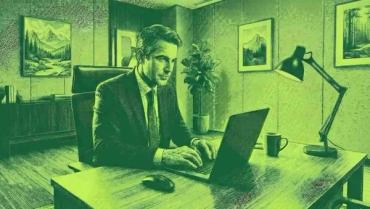 A financial advisor implementing email marketing strategies they learned on their computer.