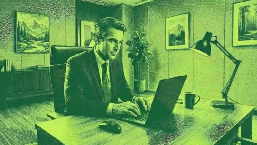 A financial advisor implementing email marketing strategies they learned on their computer.