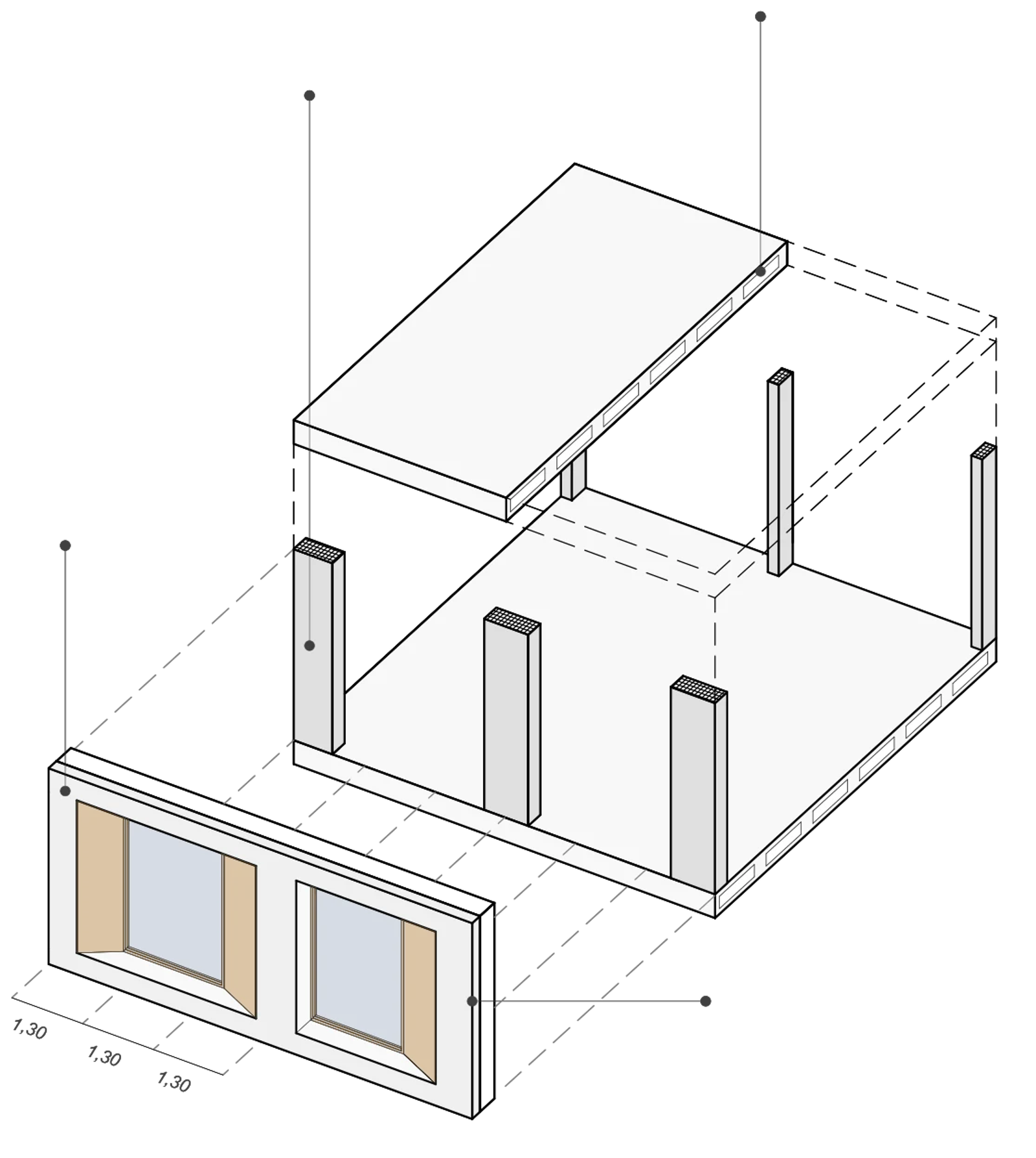 Schemat modułu konstrukcyjno-instalacyjnego — wariant 1.