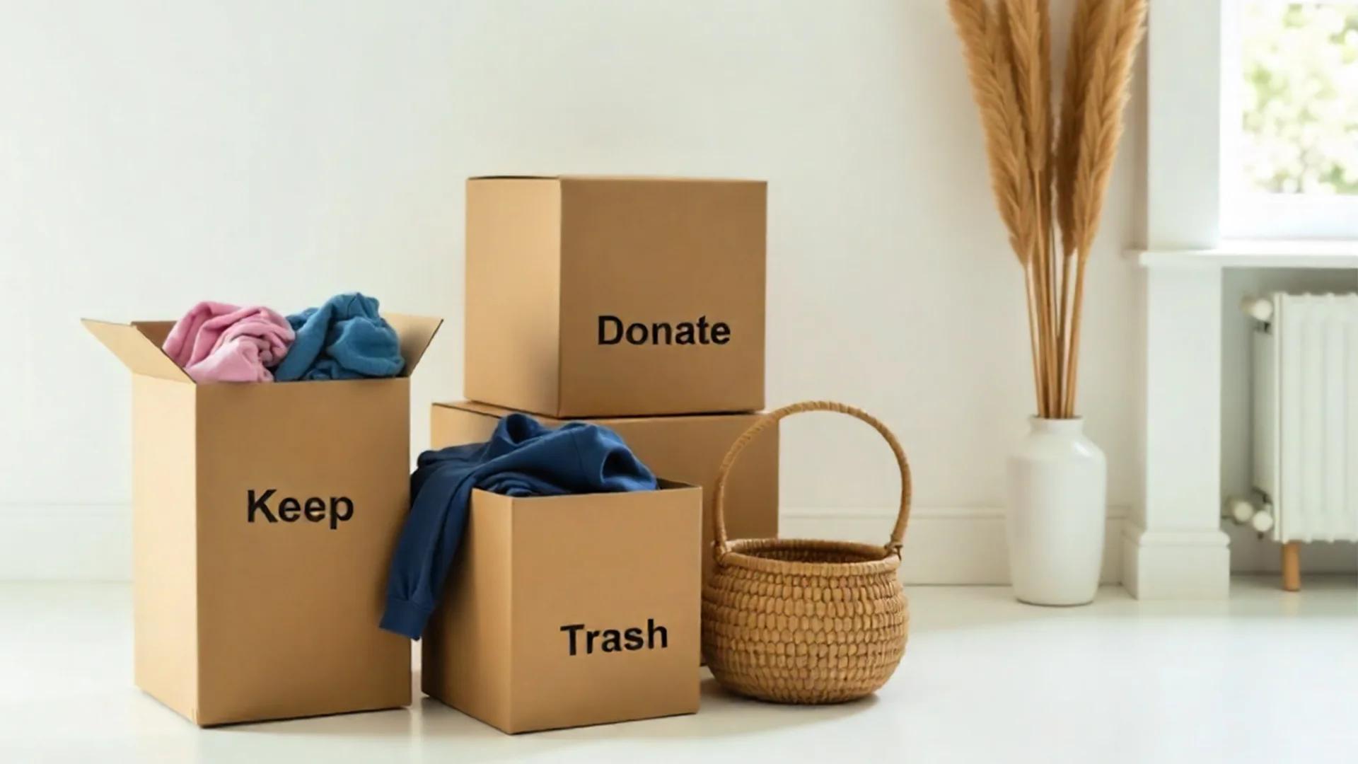 Cardboard boxes labeled
