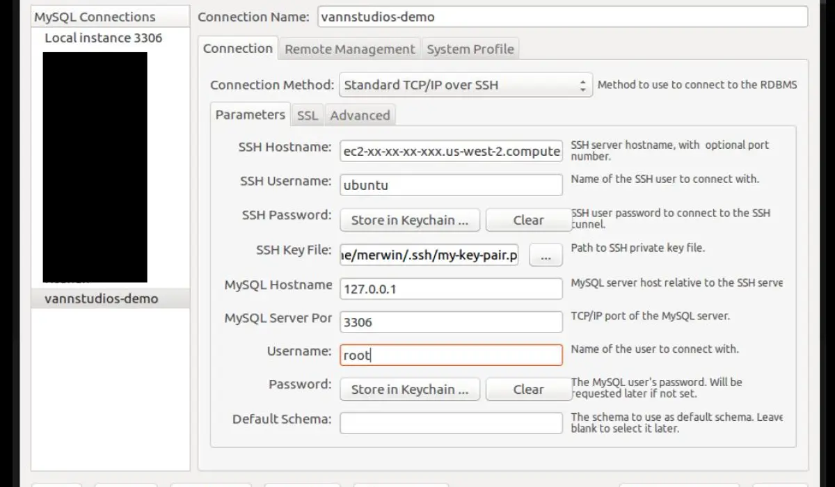 Manage server connections - MySQL Workbench