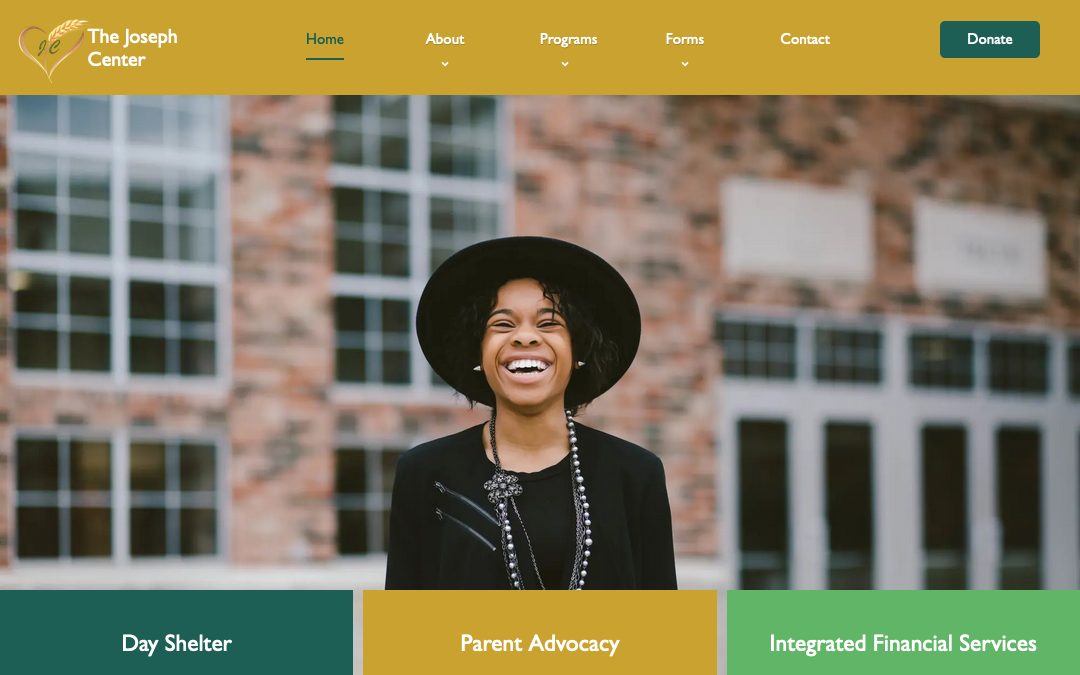 Desktop view of JC website