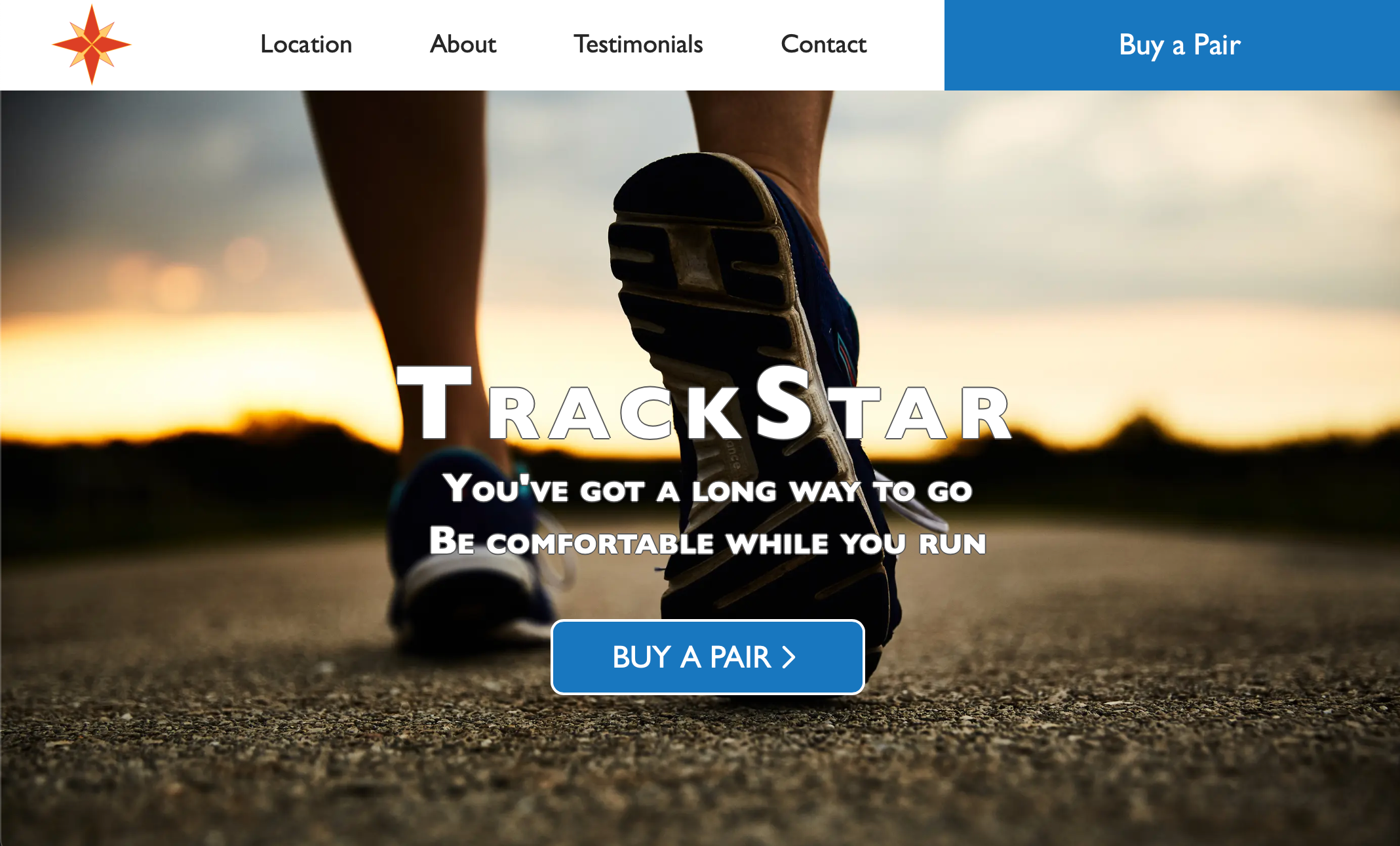 Screenshot of the TrackStar example website
