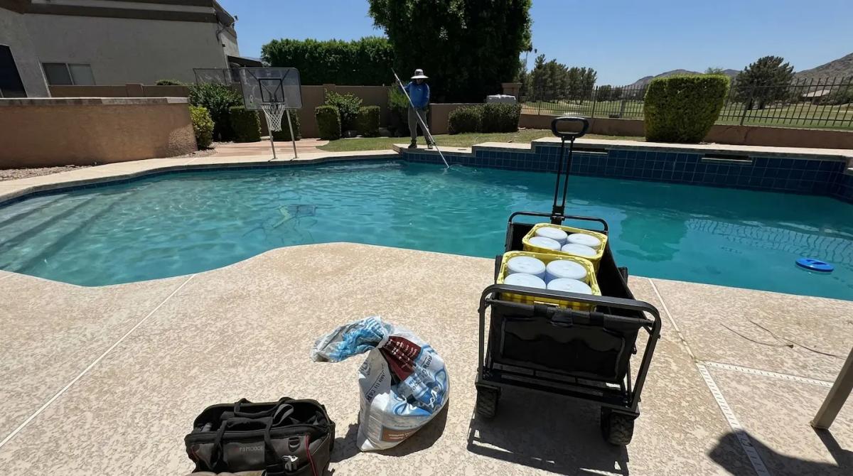 pool cleaner at a pool