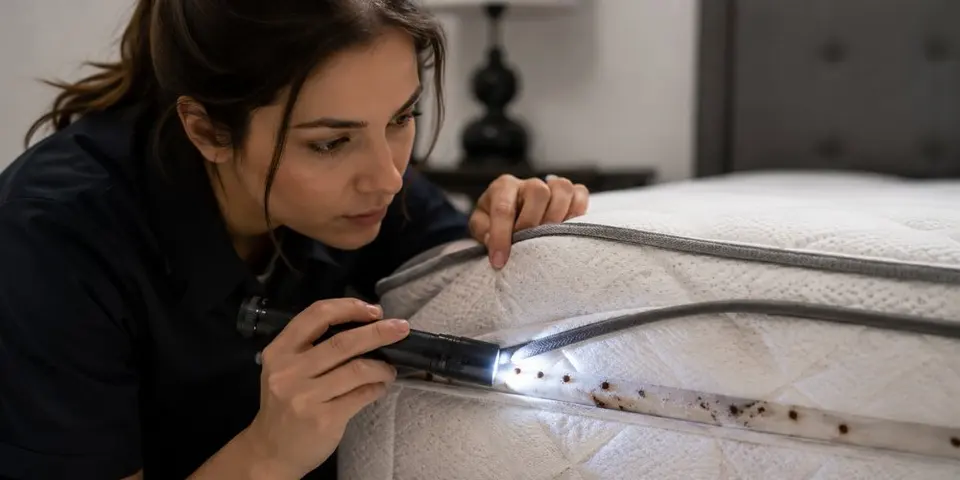 woman_holding_a_flashlight_inspecting_matress_seams_for_bed_bugs