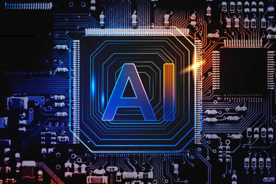 AI productivity tools concept with digital workspace and automation interface