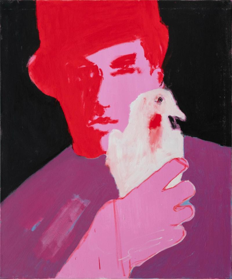 Sin título (hombre con pájaro) — Paul Grodhues