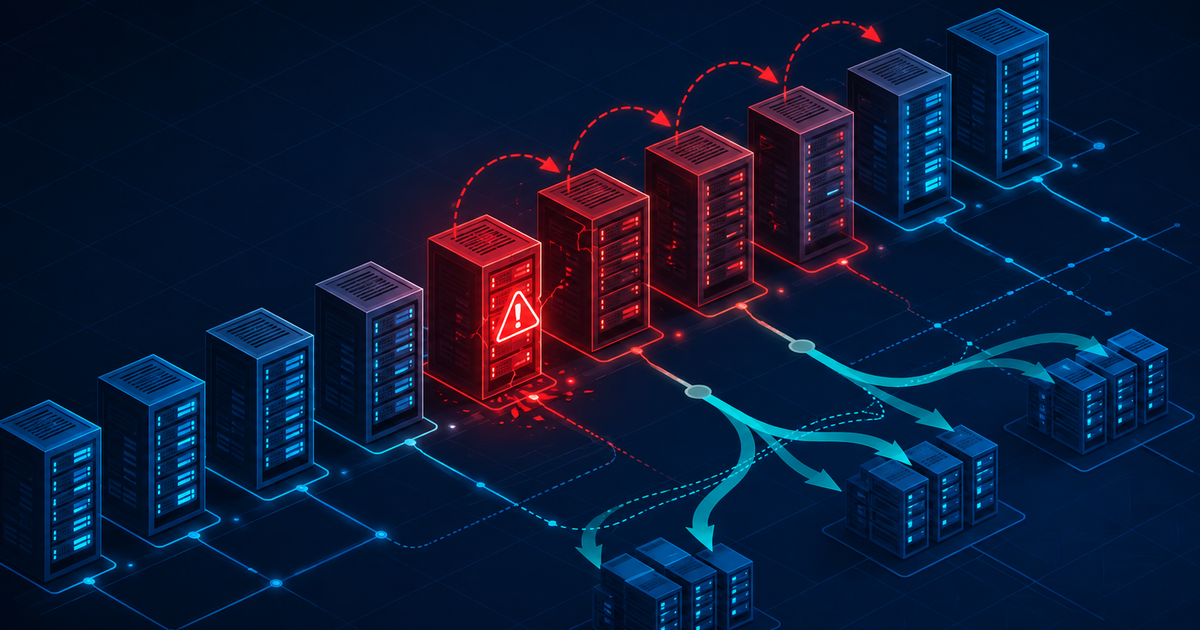 Cascading failure spreading across data center server racks