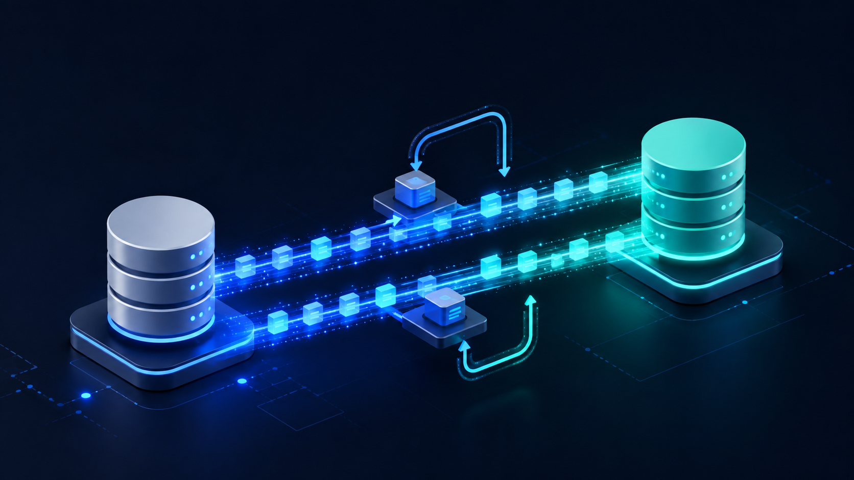 Zero downtime database migration: data flowing from an old database to a new database over parallel tracks