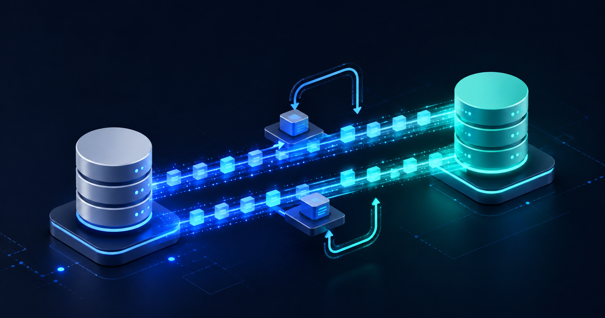 Zero downtime database migration: data flowing from an old database to a new database over parallel tracks