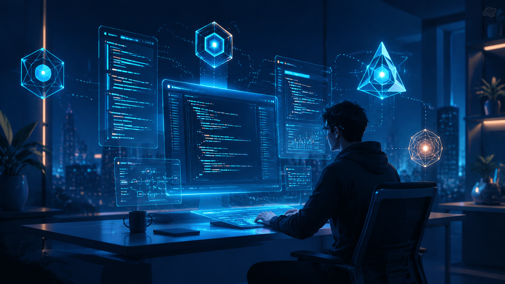Best AI Coding Agents in 2026 - futuristic workspace with AI coding assistants