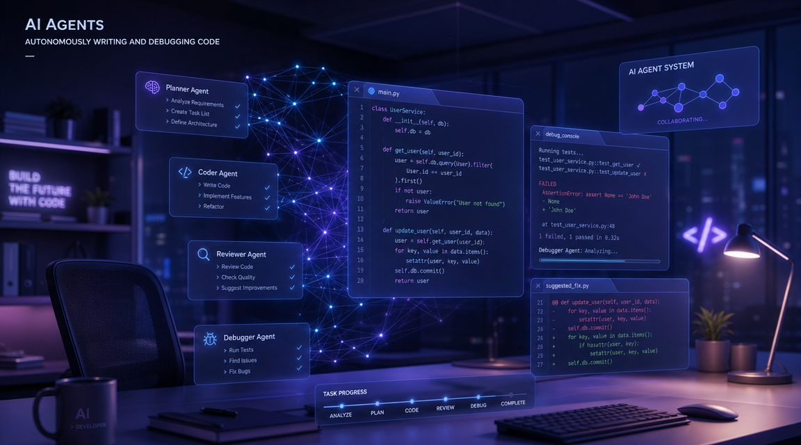 AI coding agents working autonomously across multiple code files in a modern development environment