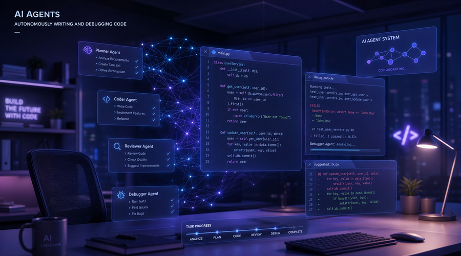 AI coding agents working autonomously across multiple code files in a modern development environment