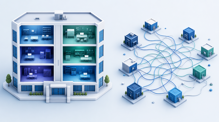 Modular monolith architecture compared to microservices