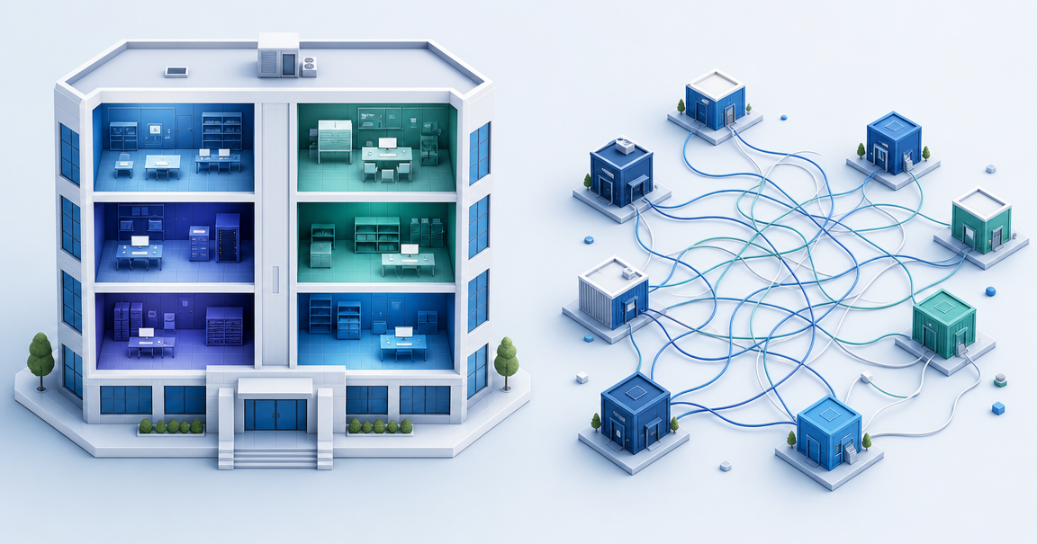 Modular monolith architecture compared to microservices