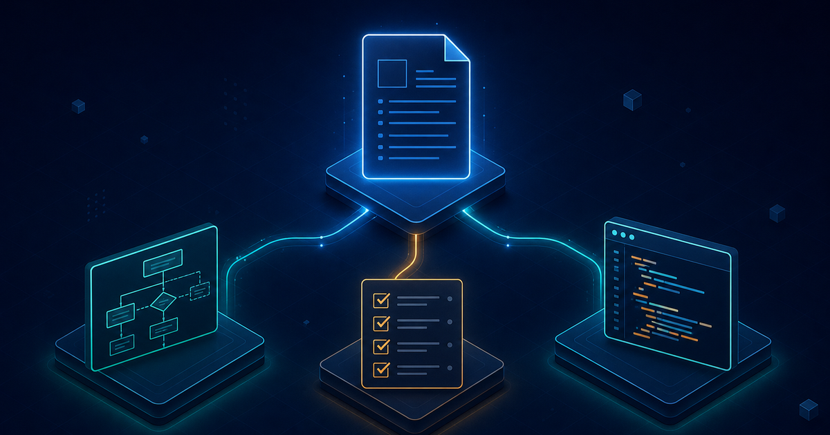 A specification document at the center deriving a plan, a task list, and code, representing spec-driven development