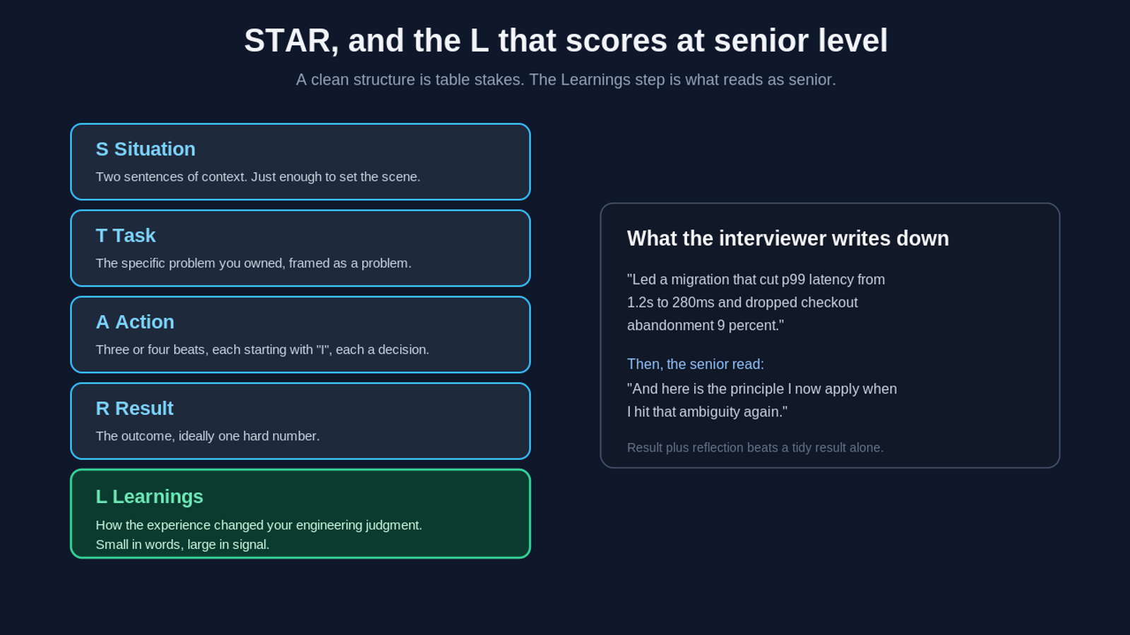STAR method plus a Learnings step: the STAR-L structure that scores at senior level in behavioral interviews