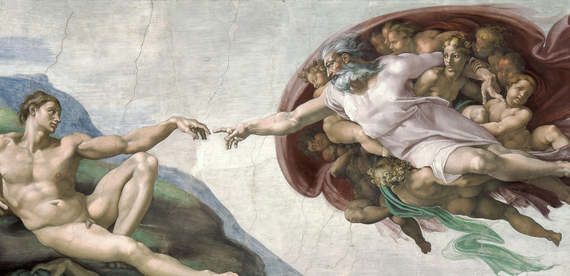 La creazione di Adamo, Michelangelo (opera originale intera)