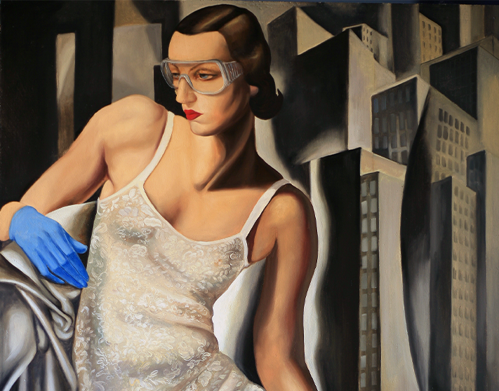 Dettaglio dell'opera Madame Bulgari dipinta dall'artista Marco Rindori